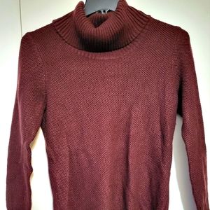Apt. 9 Maroon with Silver Sparkle Turtleneck/Cowel Sweater